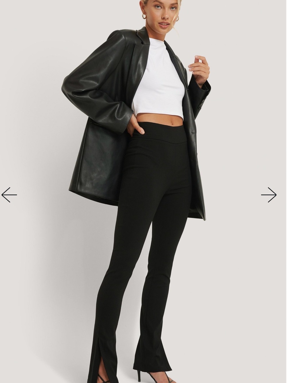 High-Rise Black Split-Hem Flare Pants